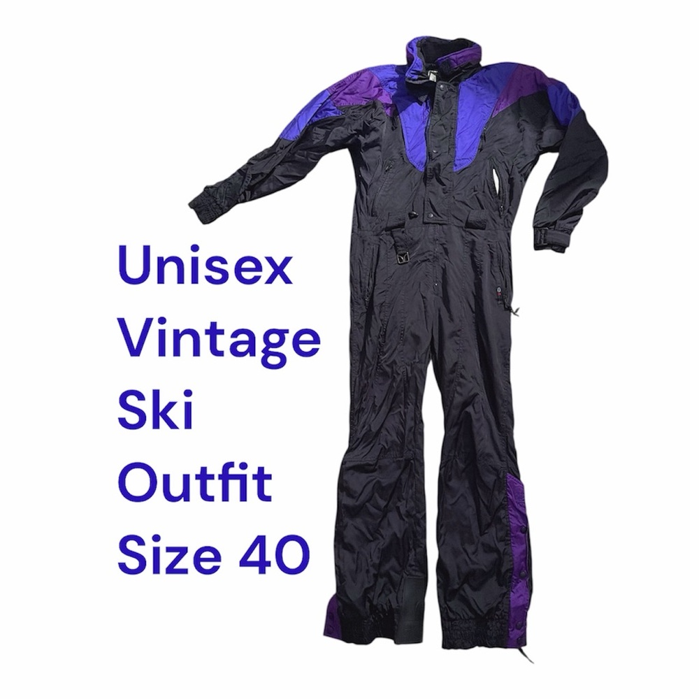 Unisex Black and Purple Ski Outfit 40
